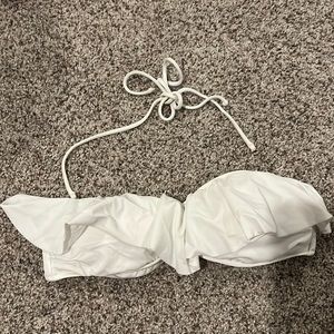 Victoria secret swim top, white with ruffle top, comes with removable strap